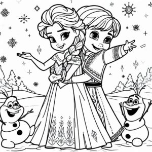 Frozen Movie Cartoon Colouring Page