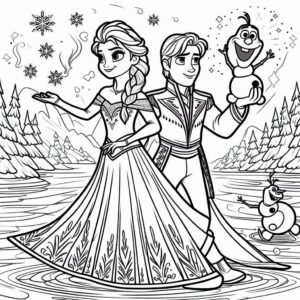 Frozen Movie Cartoon Colouring Page