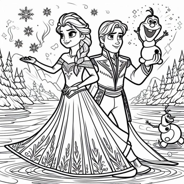 Frozen Movie Cartoon Colouring Page