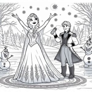 Frozen Movie Cartoon Colouring Page