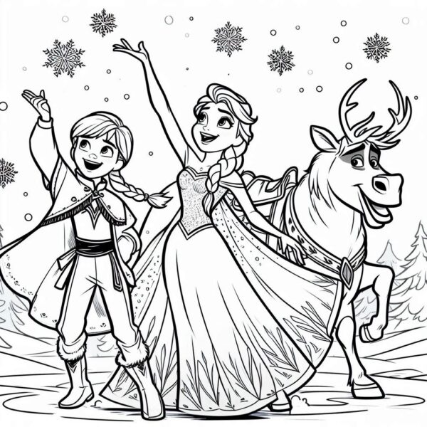 Frozen Movie Cartoon Colouring Page