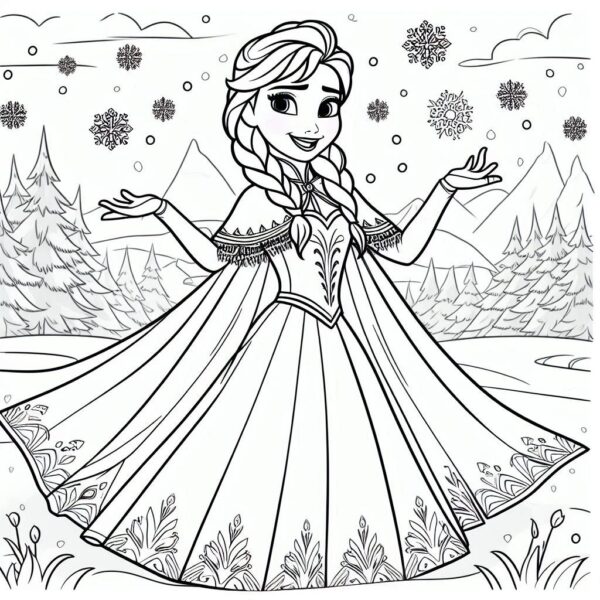 Frozen Movie Cartoon Colouring Page
