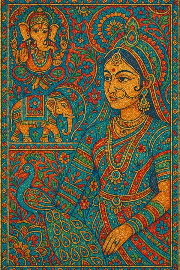Indian Vintage Boondi Art Style Illustration
