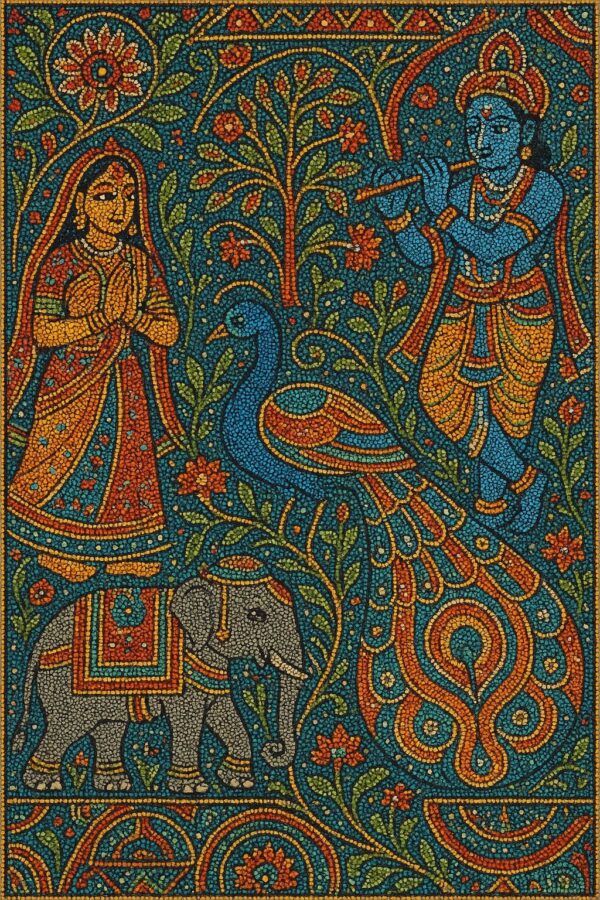 Indian Vintage Boondi Art Style Illustration