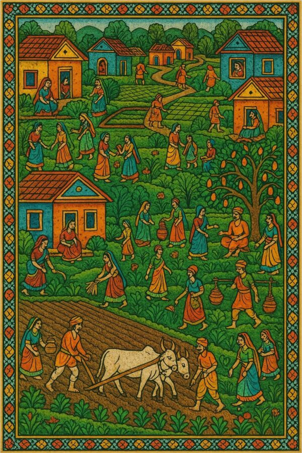 Indian Vintage Chamba Art Style Illustration