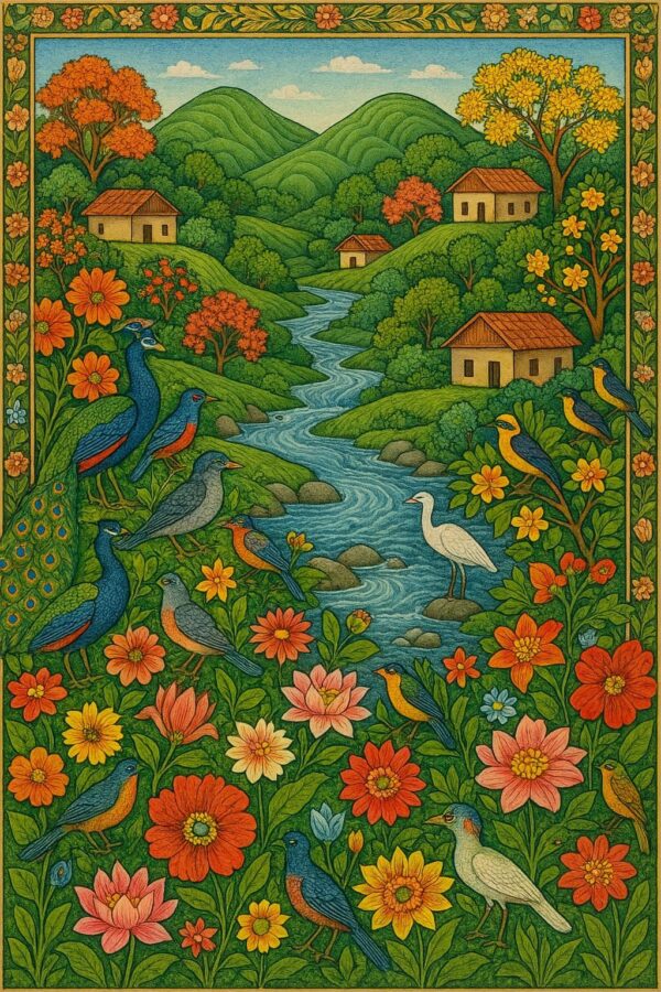 Indian Vintage Chamba Art Style Illustration