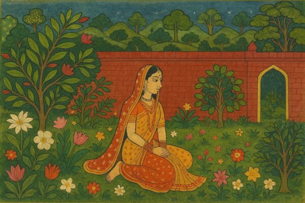Sita In Ashok Vatika Guler Art Style Print