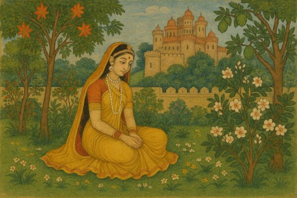 Sita In Ashok Vatika Guler Art Style Print