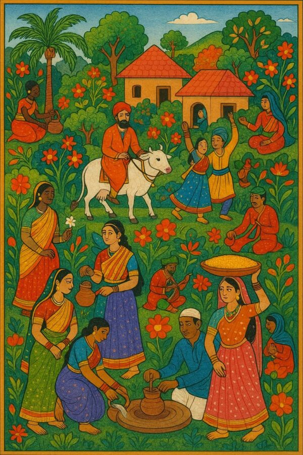 Indian Vintage Guler Art Style Illustration