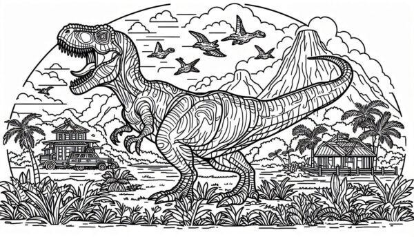 Jurassic World Colouring Page