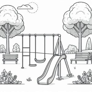 Kids play ground Colouring Page