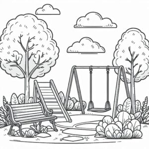 Kids play ground Colouring Page