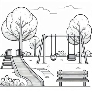 Kids play ground Colouring Page