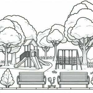 Kids play ground Colouring Page