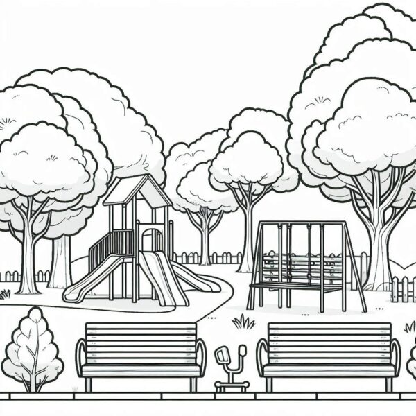 Kids play ground Colouring Page