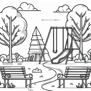 Kids play ground Colouring Page