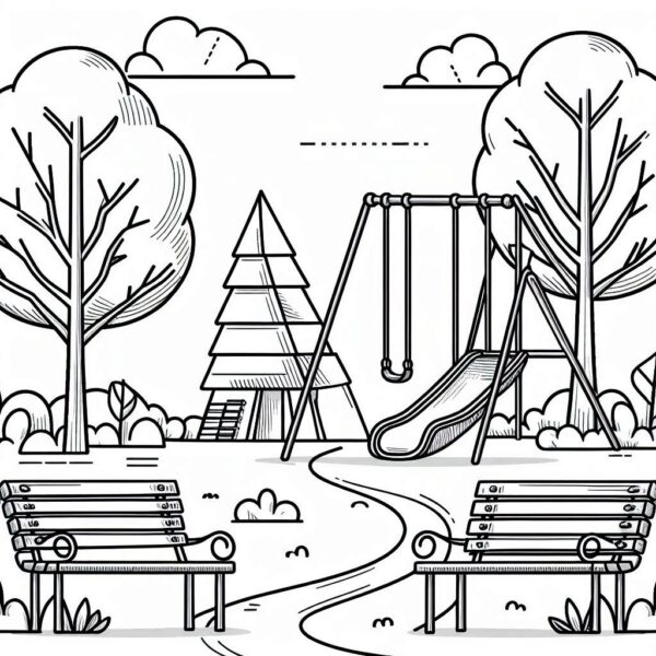 Kids play ground Colouring Page