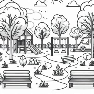 Kids play ground Colouring Page