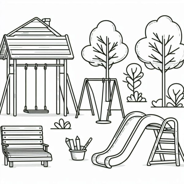 Kids play ground Colouring Page