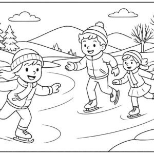 Kids skating on frozen river