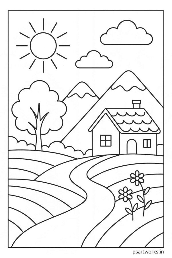 Landscape Colouring Page
