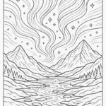 Magical aurora lights over icy valley