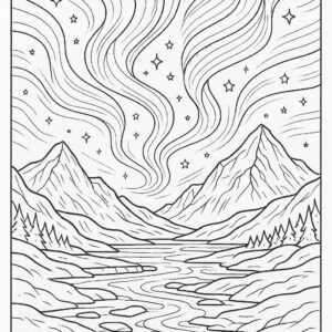 Magical aurora lights over icy valley