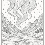 Magical aurora lights over icy valley