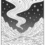 Magical aurora lights over icy valley