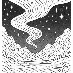 Magical aurora lights over icy valley