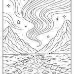 Magical aurora lights over icy valley