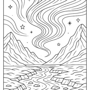 Magical aurora lights over icy valley