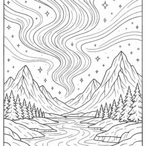 Magical aurora lights over icy valley