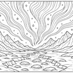 Magical aurora lights over icy valley