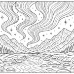 Magical aurora lights over icy valley