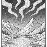 Magical aurora lights over icy valley