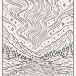 Magical aurora lights over icy valley