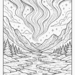 Magical aurora lights over icy valley