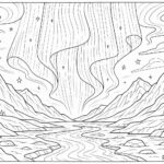 Magical aurora lights over icy valley