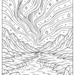 Magical aurora lights over icy valley