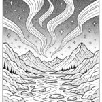 Magical aurora lights over icy valley