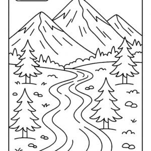 Mountain Landscape Colouring Page