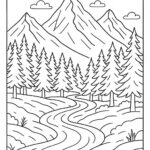 Mountain Landscape Colouring Page