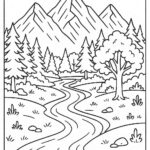 Mountain Landscape Colouring Page
