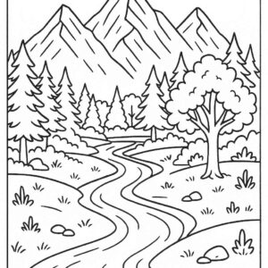 Mountain Landscape Colouring Page