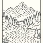 Mountain Landscape Colouring Page