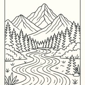 Mountain Landscape Colouring Page