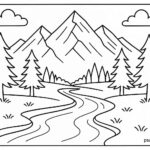 Mountain Landscape Colouring Page