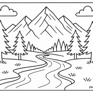 Mountain Landscape Colouring Page