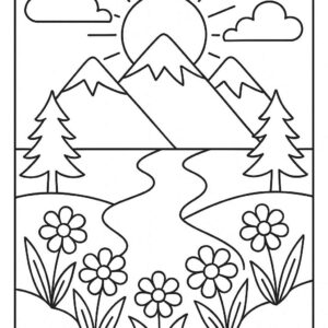 Mountain Landscape Colouring Page